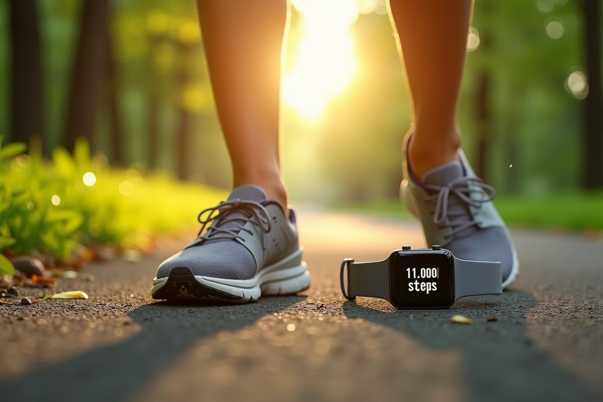 Chaussures confortables sur chemin en parc vert ensoleille