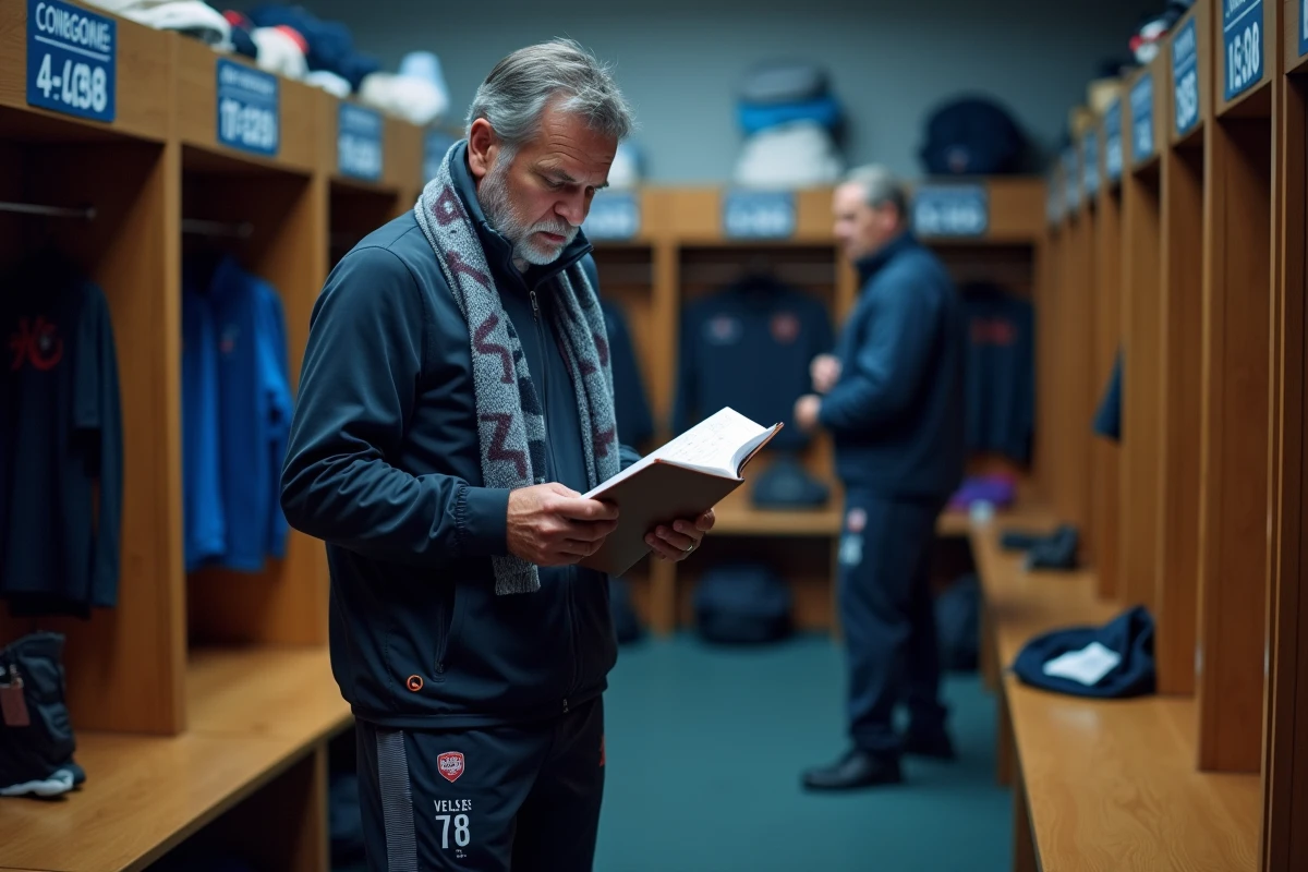 Entraineur Versailles 78 analysant les statistiques en vestiaire