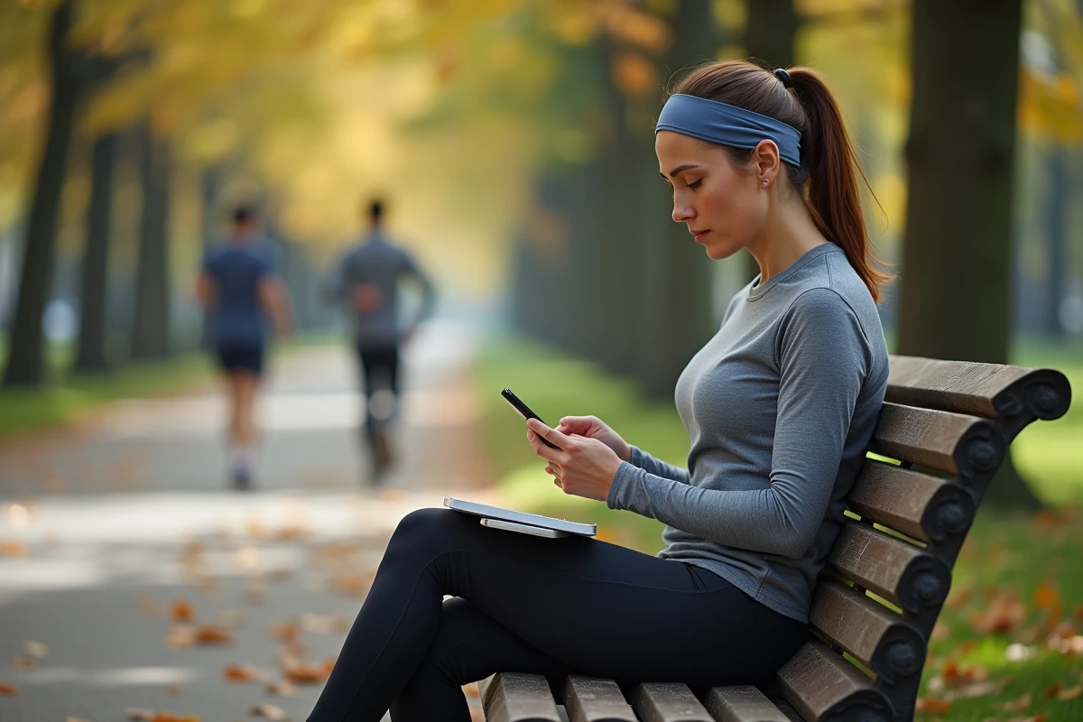 Femme en leggings courant dans un parc en automne