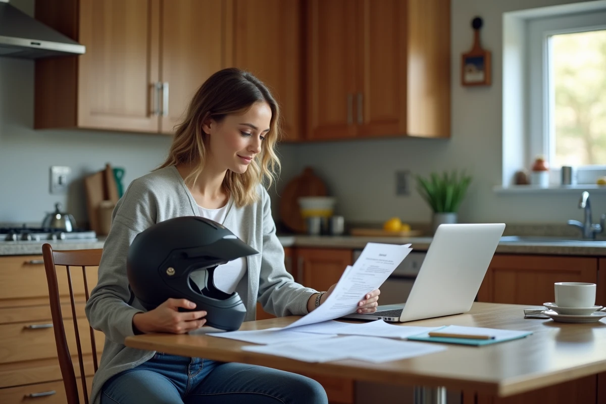 Femme regardant documents d