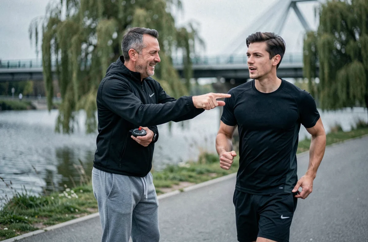 Coach Jesuiscoach à Champs-sur-Marne supervisant une séance de running en bord de Marne