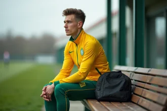 Jeune footballeur nantais en extérieur contemplant l'horizon