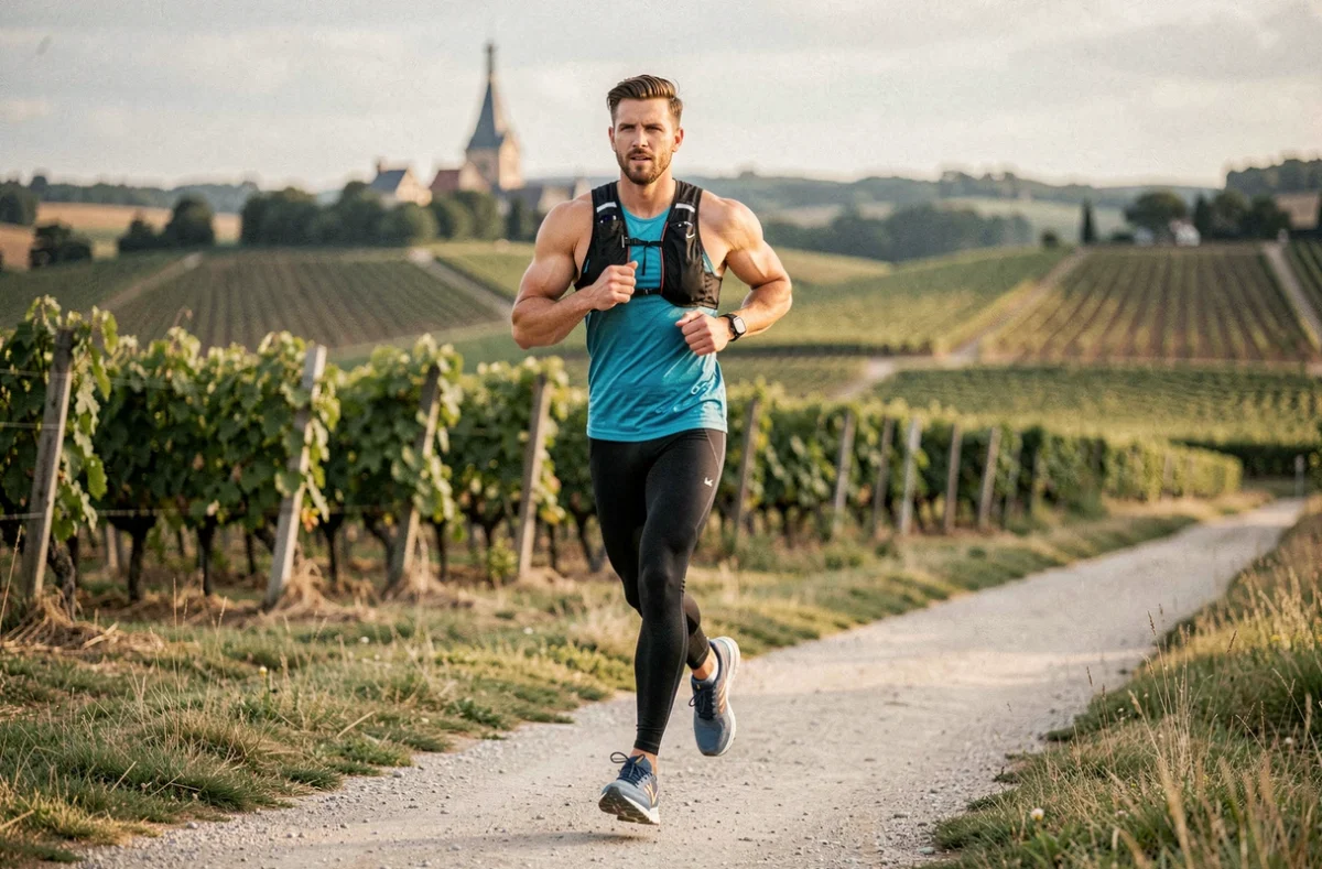 Julien, coach de cross-training et course à pied en action sur un sentier près de Reims