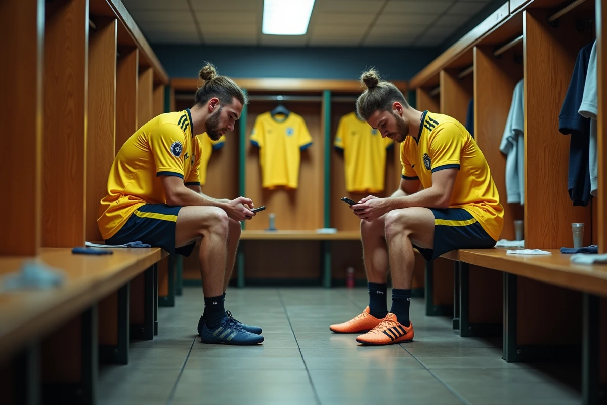 Deux joueurs de Nantes dans le vestiaire avant l