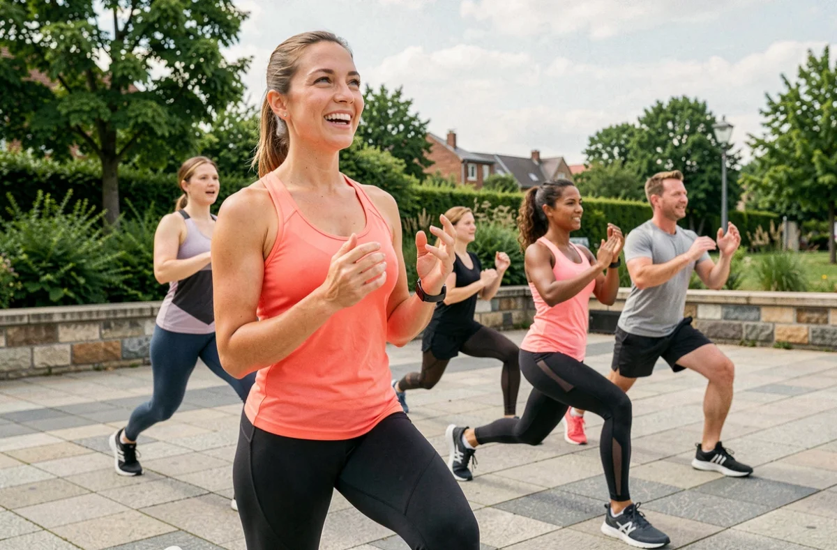 Coach Ownsport Seine-et-Marne animant une séance de fitness en groupe en extérieur