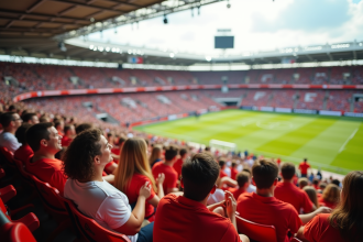 Public nombreux dans un stade vibrant avant un match